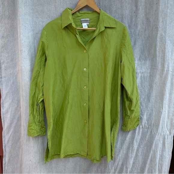 Coldwater Creek Silk Button Up Long Sleeve Tunic Shirt Size XL - Picture 1 of 13